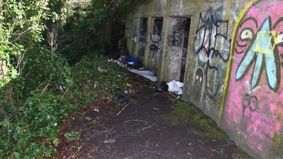 Bunker in Kersal Wetlands in Salford where the remains were found