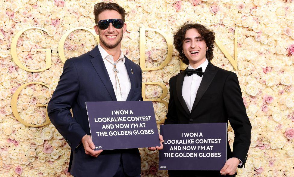 Max Braunstein and Miles Mitchell attend the 82nd Annual Golden Globe Awards at The Beverly Hilton on January 05, 2025 in Beverly Hills, California.