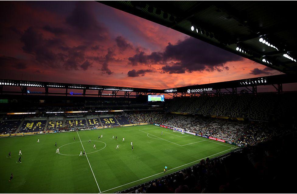 A view inside the stadium during the FIFA Club World Cup 2025 group H match between Al Hilal and CF Pachuca in Nashville, Tennessee. Photo by Alex Grimm