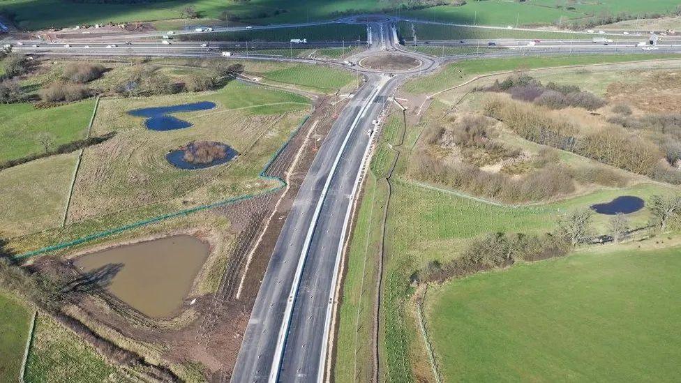 Ariel view of Edith Rigby Way motorway junction and roundabout