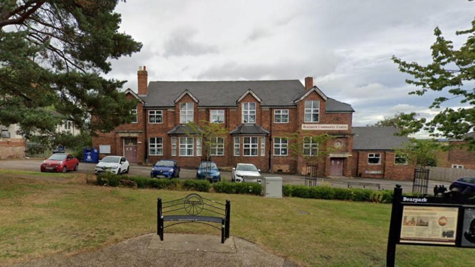 Bearpark community centre is a two storey brick built building with lots of windows in the style of a Victorian school.