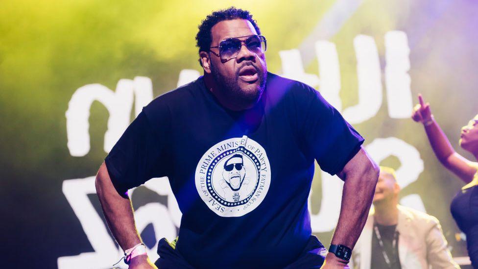 Fatman Scoop pictured on stage in Melbourne