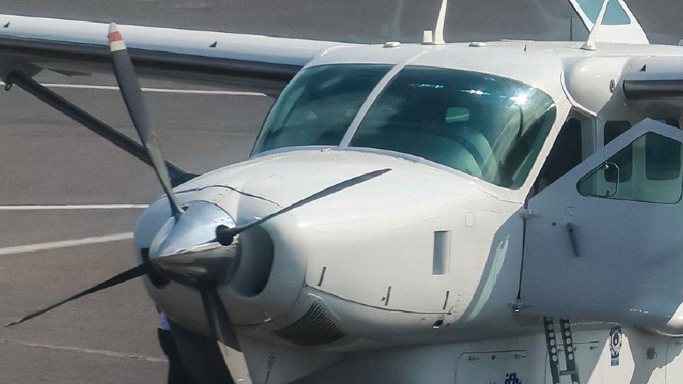 A closeup of a Cessna turboprop aeroplane 