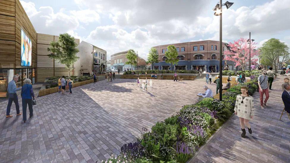 An artists impression of a public square