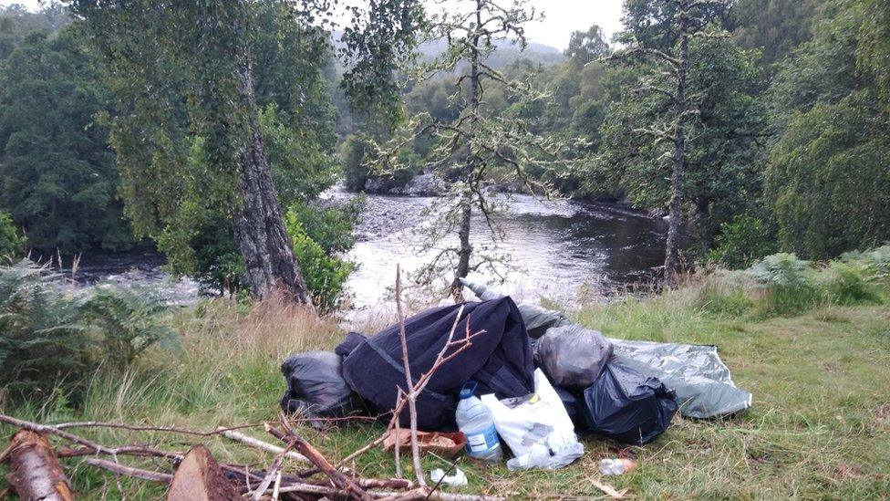 Mess left on River Ness