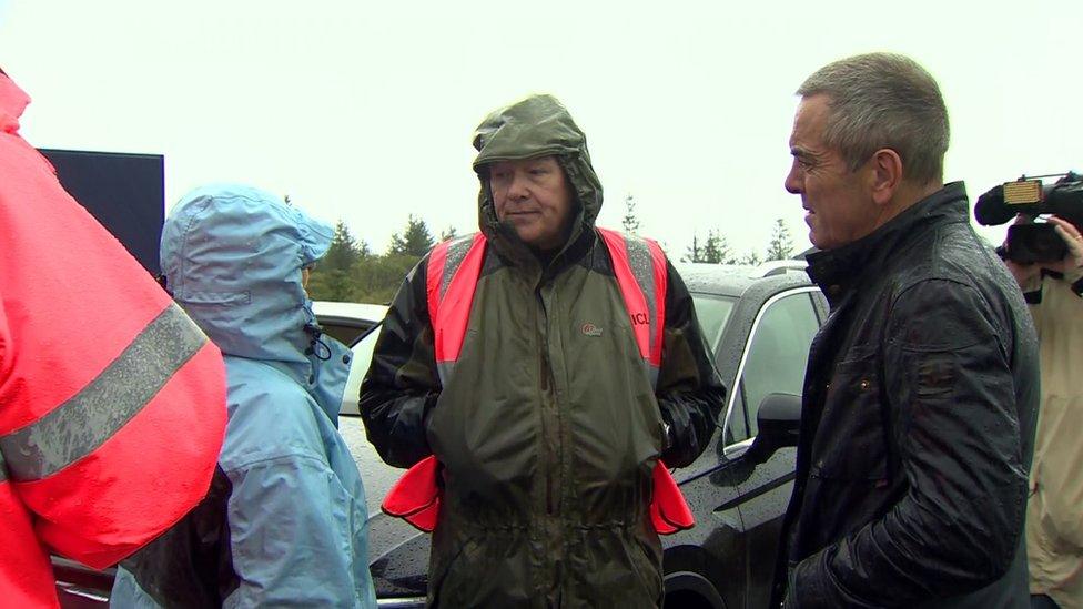 James Nesbitt at the site of the search for Columba McVeigh in County Monaghan