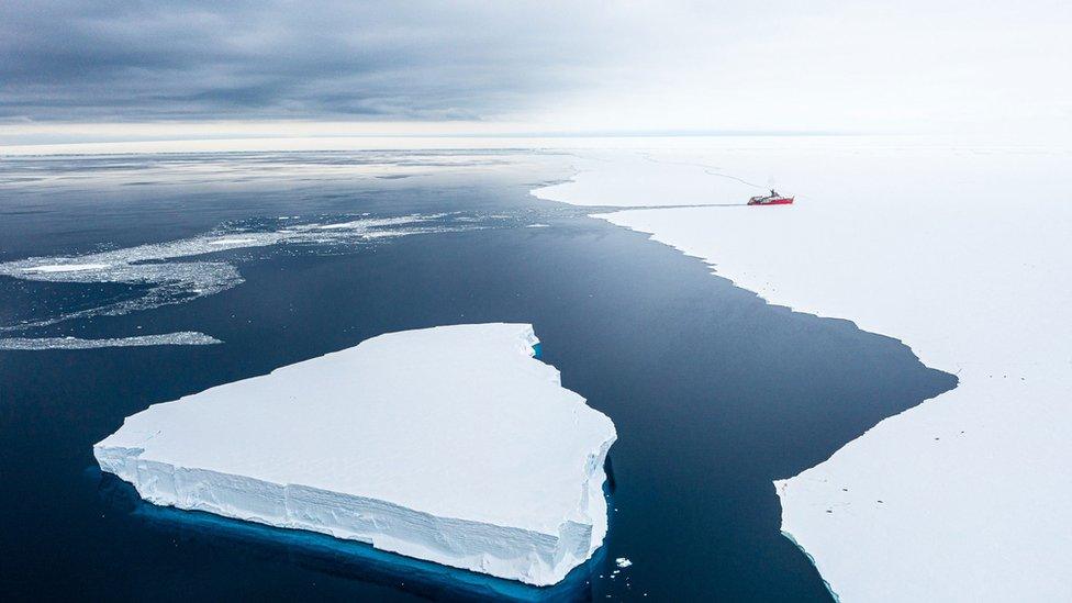 The RRS Sir David Attenborough during ice trials