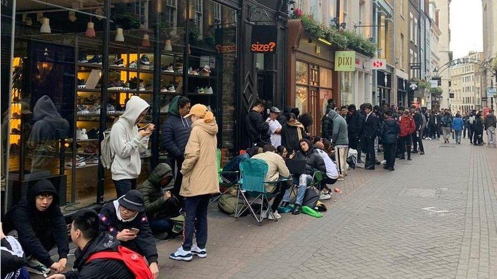 Queues outside Size in Carnaby Street