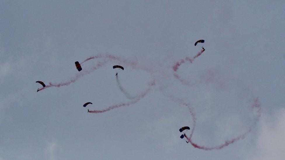 the RAF Falcons parachute display team