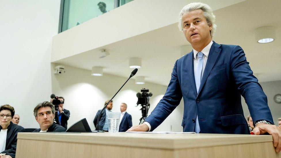 Geert Wilders of the Freedom Party speaks in the court of Schiphol, the Netherlands, 23 November 2016