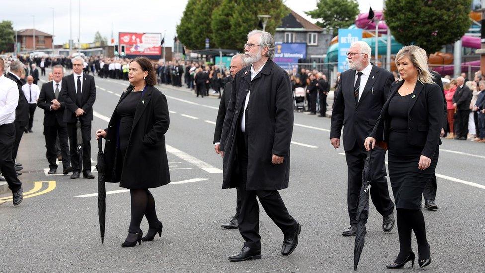 Sinn Féin's leader and deputy leader attended, along with former leader Gerry Adams (centre)