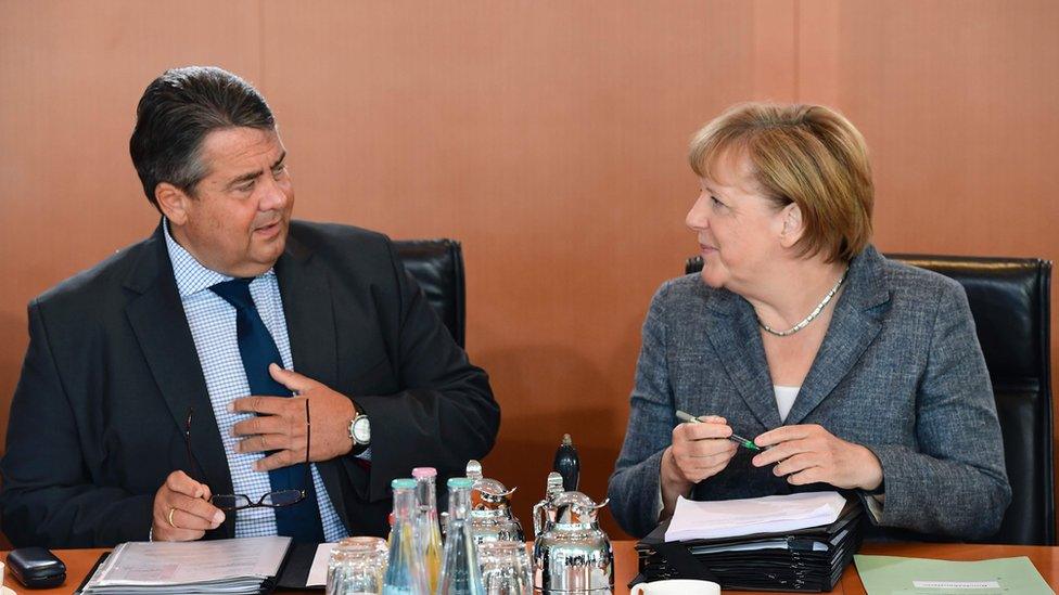 Sigmar Gabriel and Angela Merkel