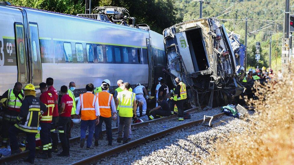 Derailed train