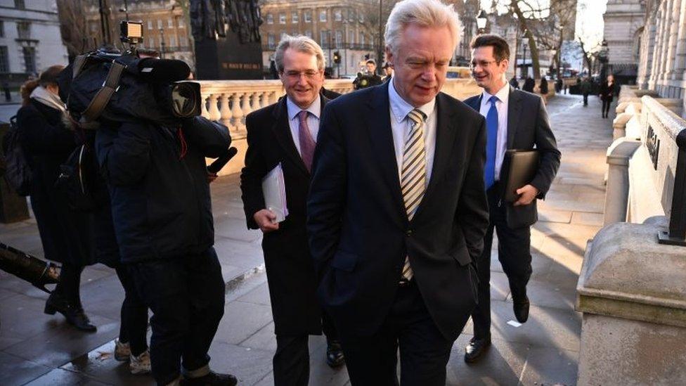 Former Brexit Secretary David Davis arriving at the Cabinet Office