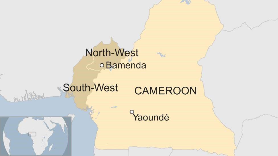 Map showing Cameroon