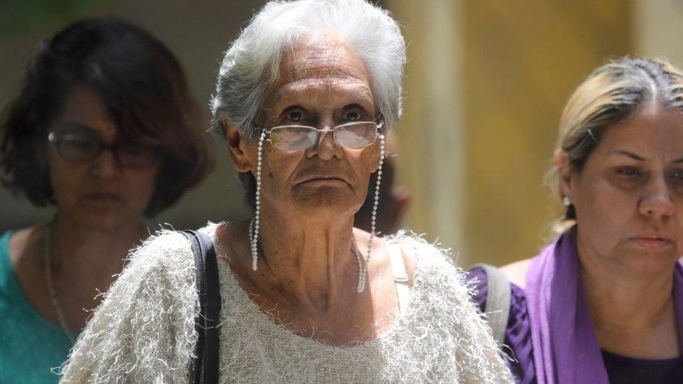 Carmen Arevalo, mother of Rafael Acosta Arevalo, a navy captain who died while in detention according to his family, arrives at the morgue in Caracas, Venezuela July 10, 2019.