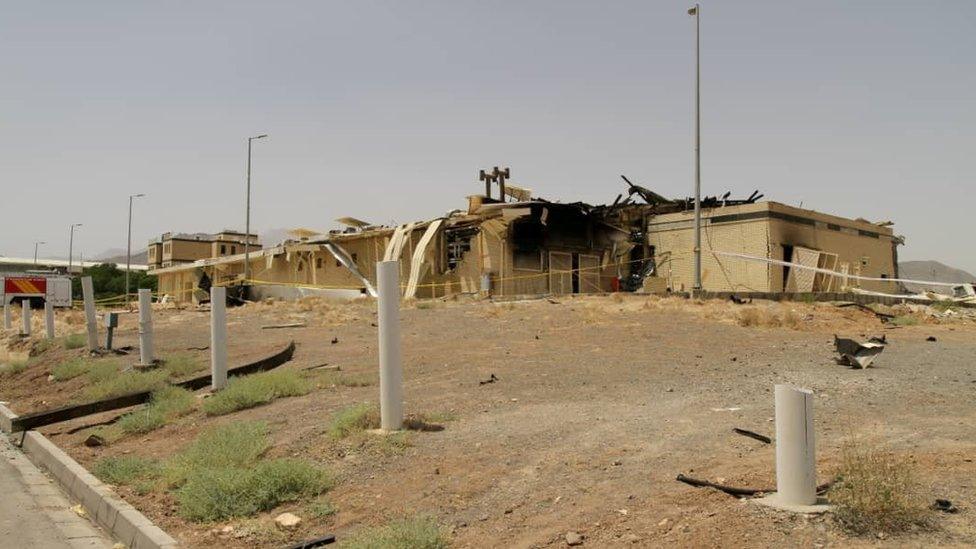 A view of a damaged building at Iran's Natanz nuclear facility, in Isfahan, Iran (2 July 2020)