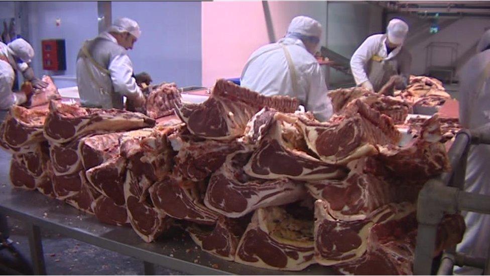 Library picture of meat being packed at St Merryn site in Merthyr