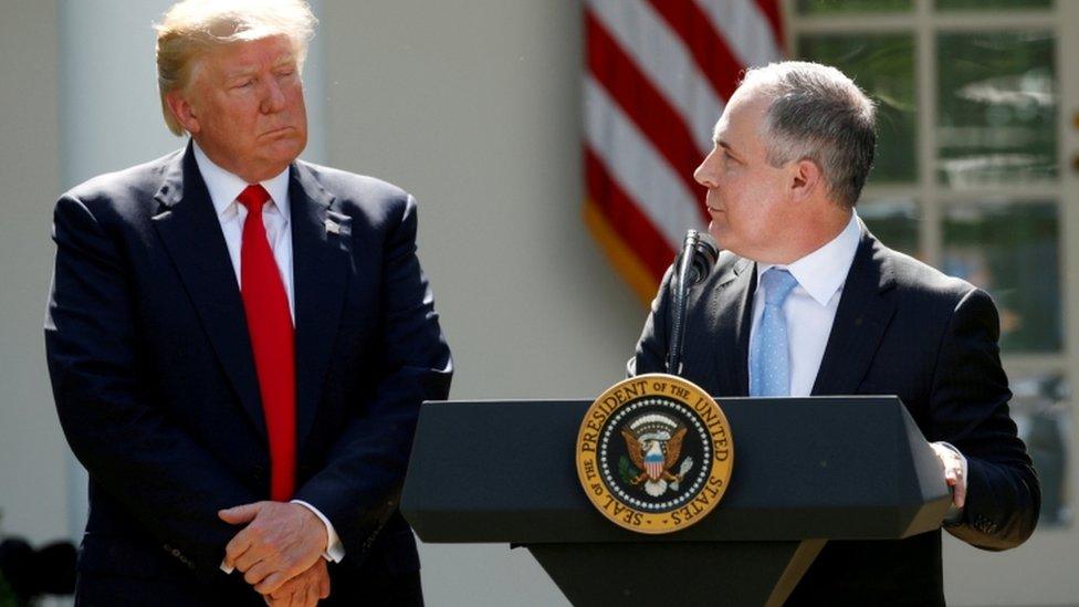 In June 2017 Mr Pruitt spoke as Mr Trump announced the US withdrawal from the Paris Climate Agreement