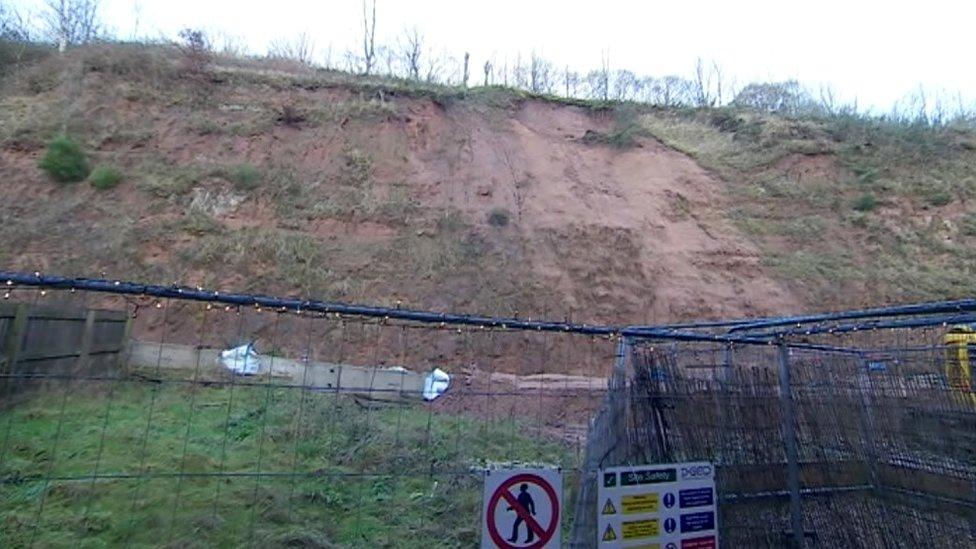 Landslide in Mansfield in December 2020