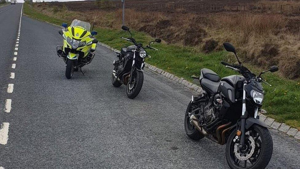 Two bikes stopped in North Yorkshire