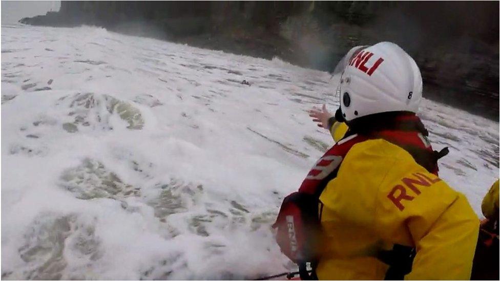 RNLI lifeboat and crew