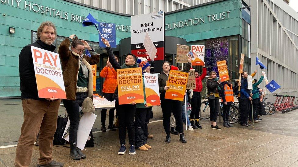 Doctors outside Bristol Royal Infirmary