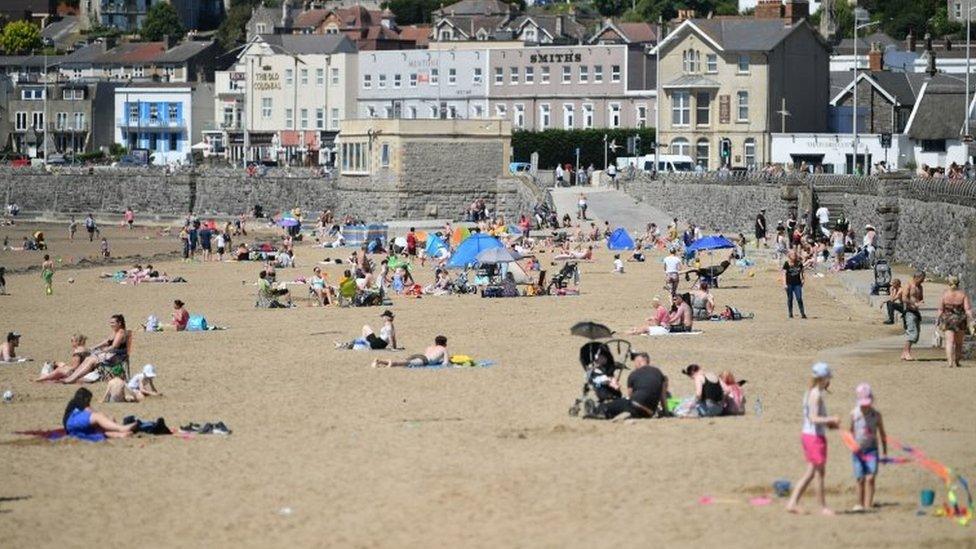 Sunbathers enjoy the hot weather at Weston-super-Mare on Wednesday 20 May