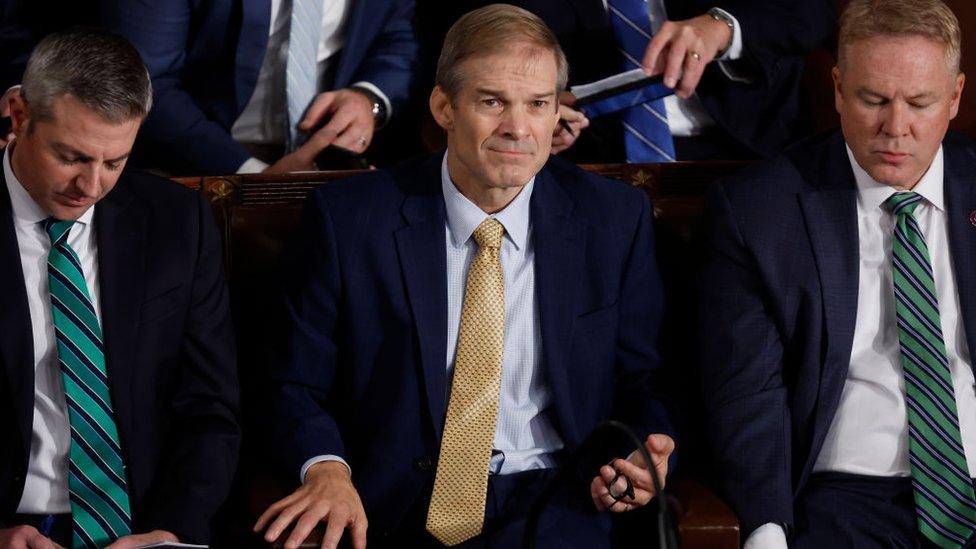 Jim Jordan sits in the House during his third attempt at Speaker