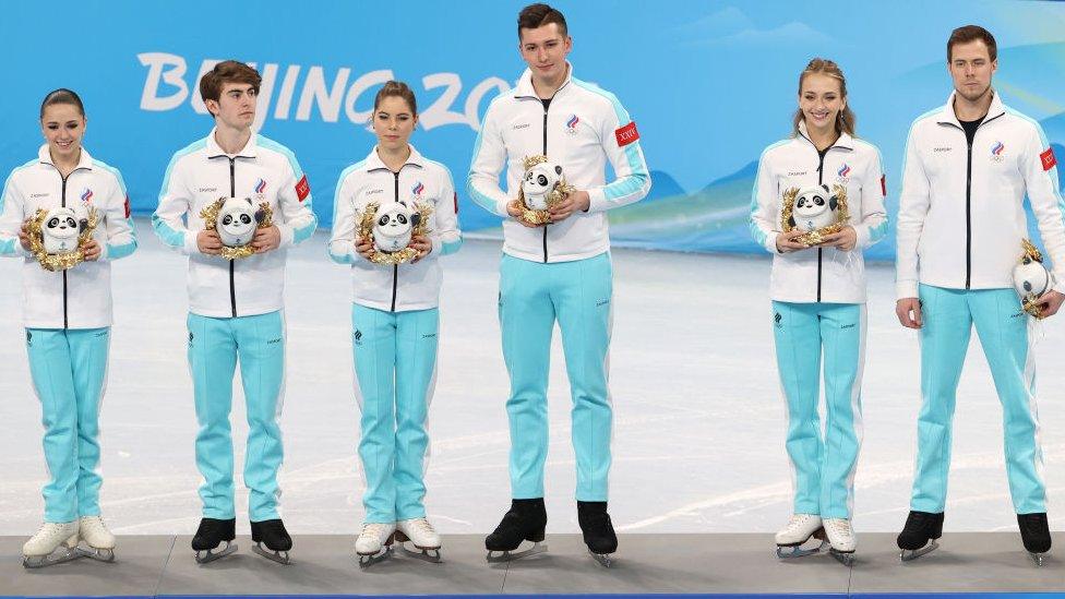 Medal ceremony on hold for Russian team