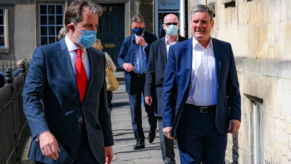 Labour leader Sir Keir Starmer, with Dan Norris, left.