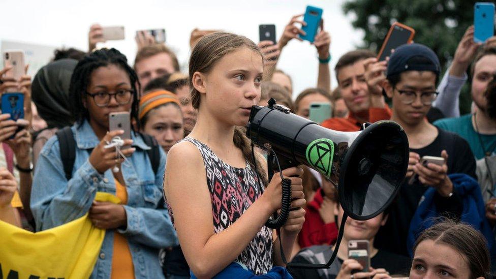 Greta at a speech