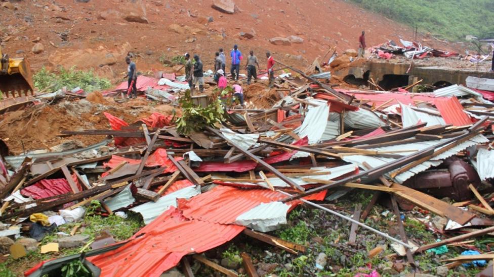 Damaged houses in Freetown