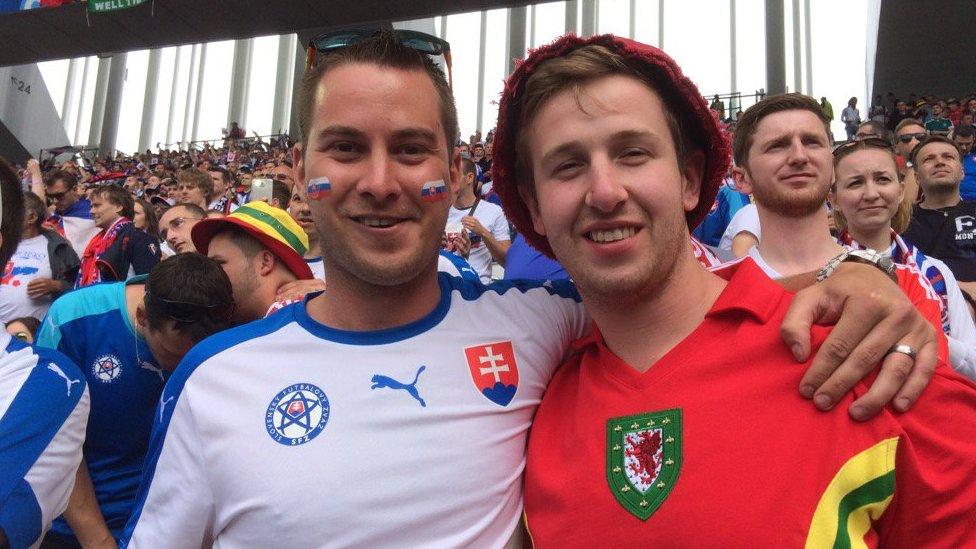 Wales and Slovakia fans