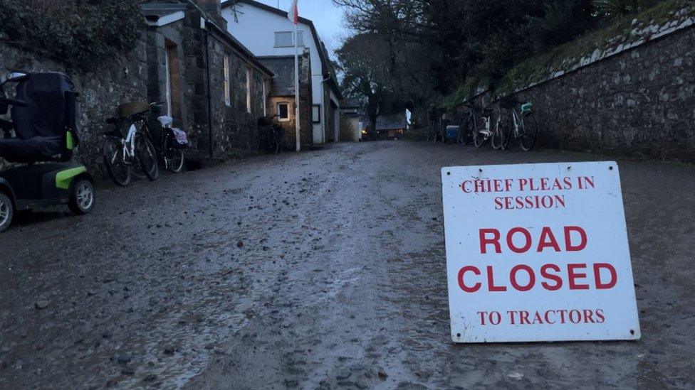 Sark road sign