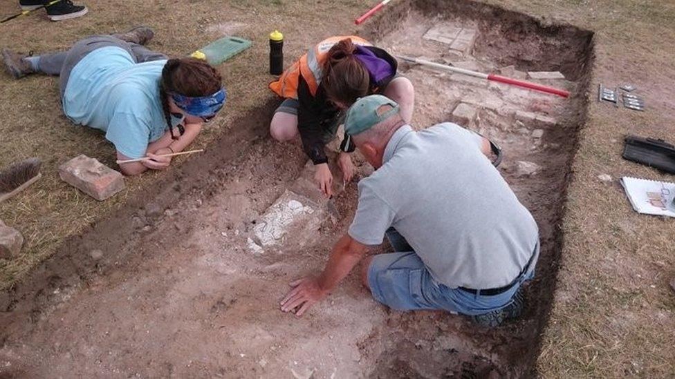 Decorative plaster uncovered during the Clumber House archaeological dig