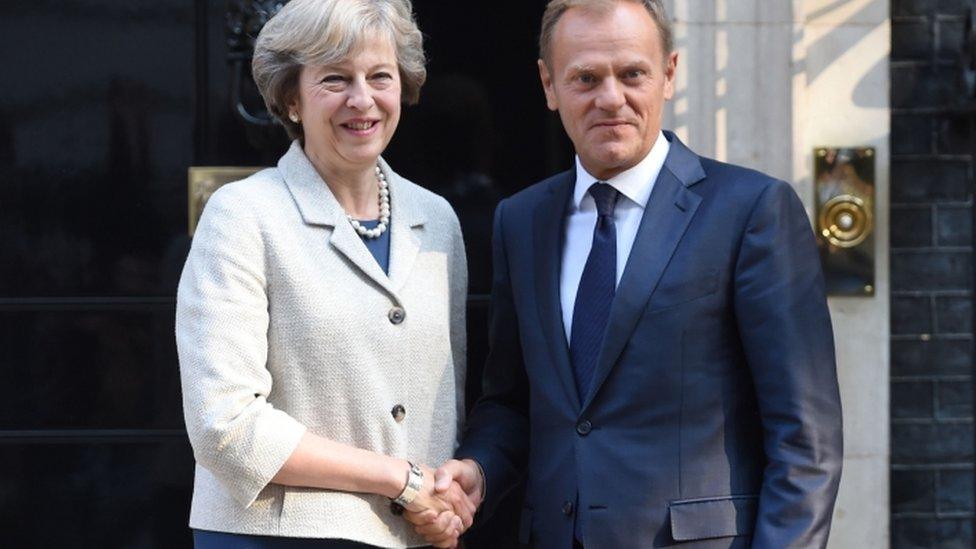 Theresa May and Donald Tusk