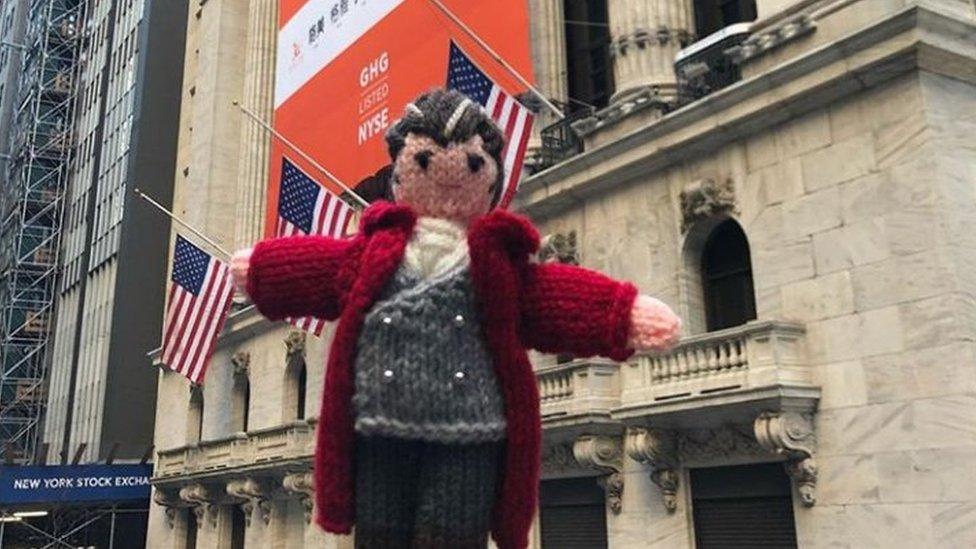 "George Wooleggan" outside the New York Stock Exchange