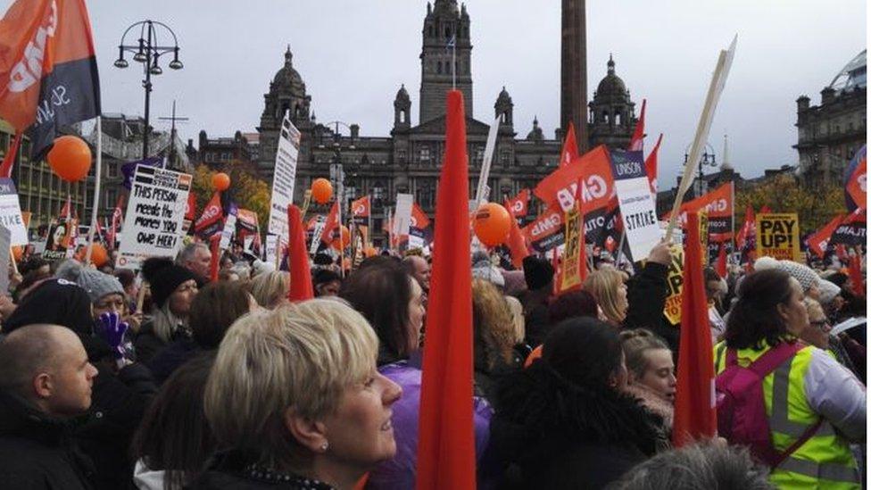 Strikers in George Square