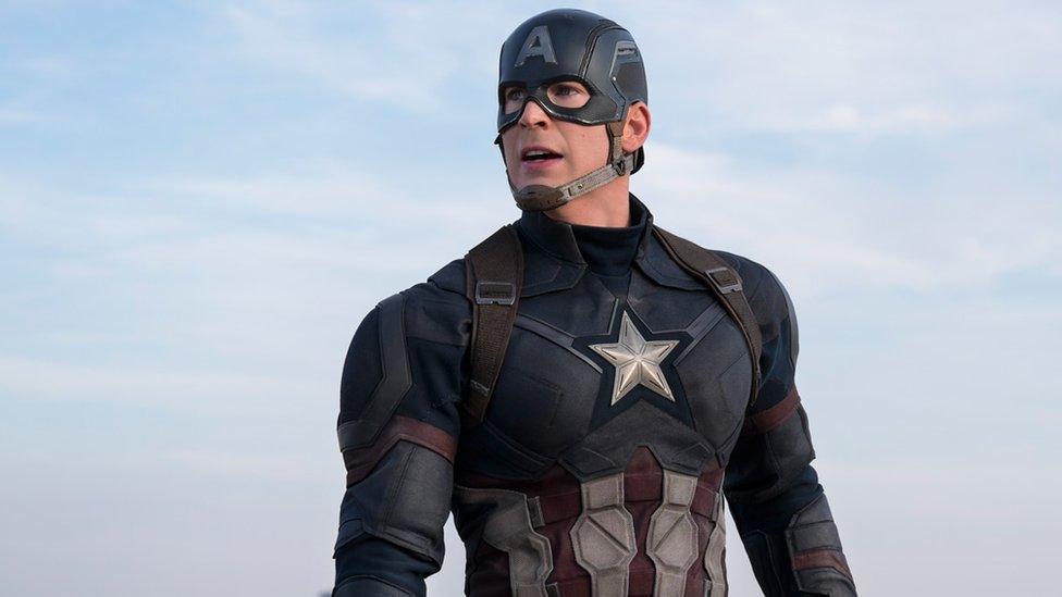 Actor Chris Evans dressed as Captain America