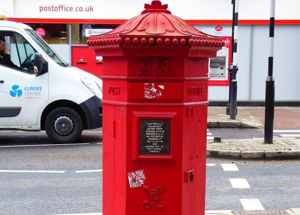 Post box on Hampstead High Street, London