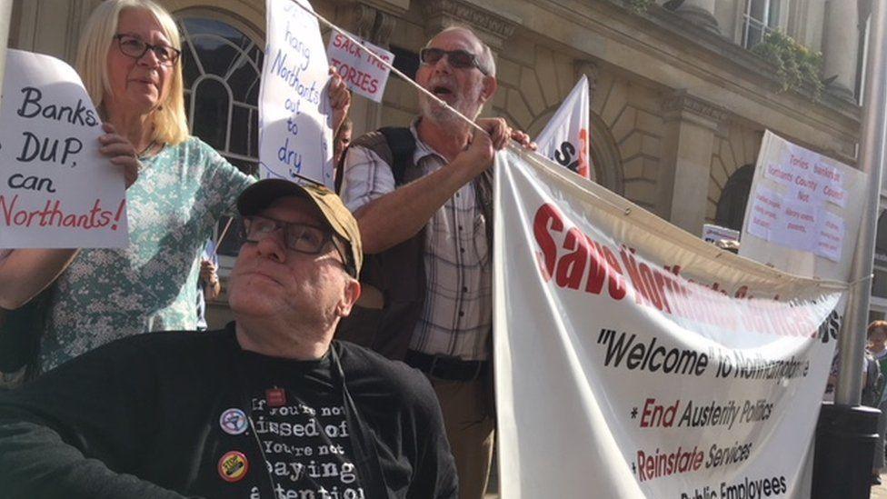 Protests against the county council cuts in 2018