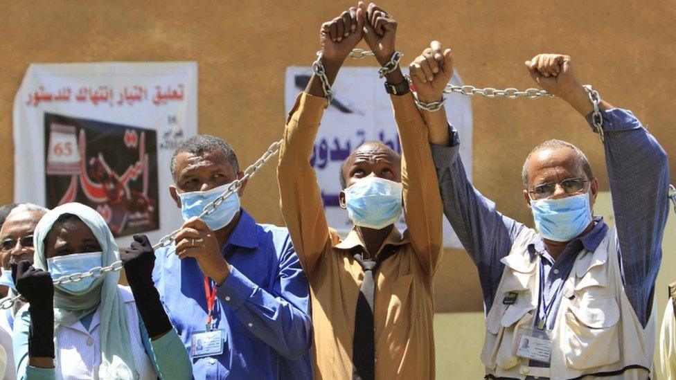 Sudanese journalists protest against the suspension of El-Tayar daily newspaper in Khartoum, Sudan, 01 March 2016. Reports state, a group of journalists embarked on a hunger strike to protest against the suspension of El-Tayar daily newspaper since mid-December 2015