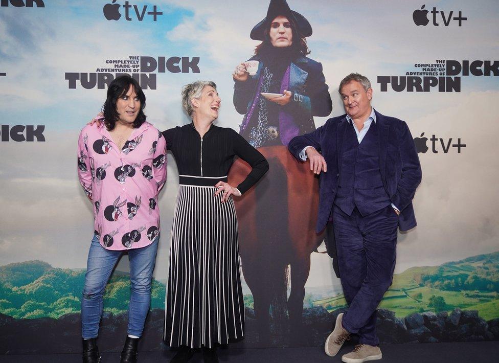 Noel Fielding, Tamsin Greig and Hugh Bonneville at the premiere