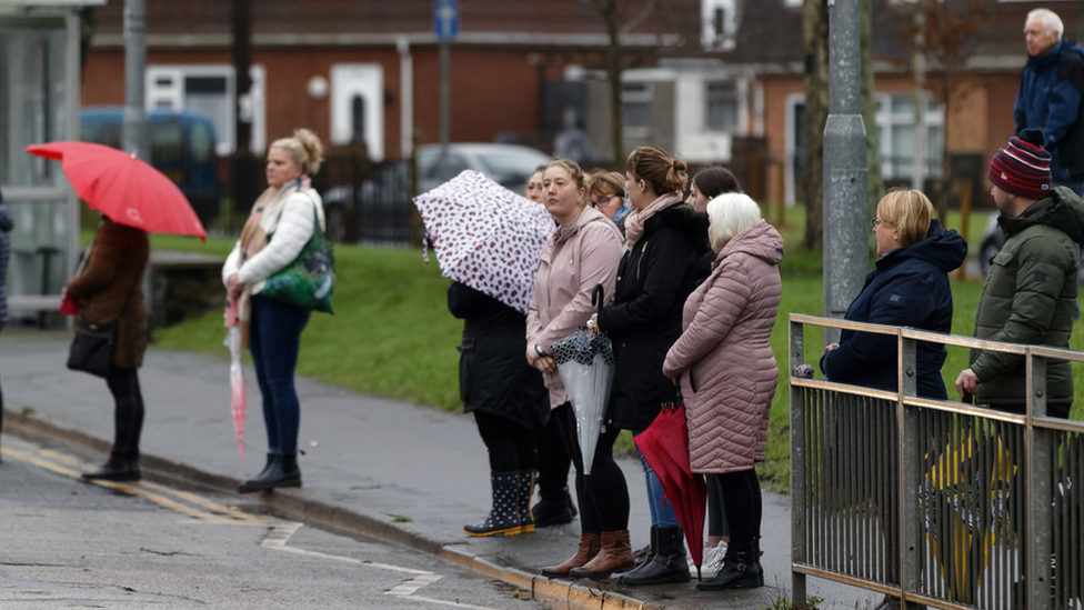 Mourners lined part of the route of the funeral cortege