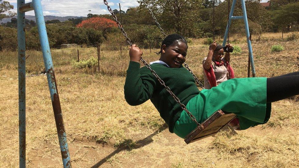 Nambia with her teacher Margaret Mbithi