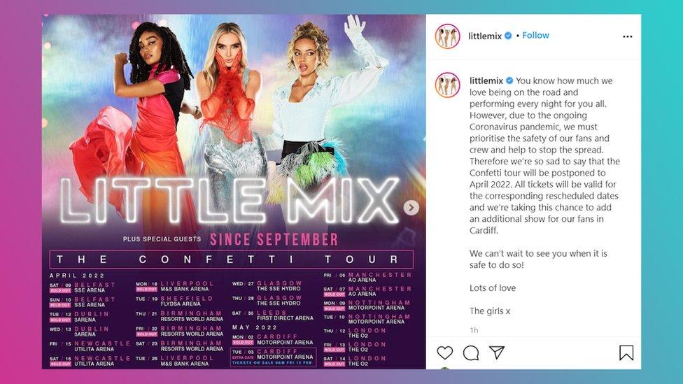 Little Mix announce tour is postponed to next year on instagram