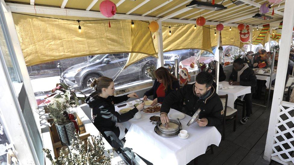 Diners in New York's Chinatown