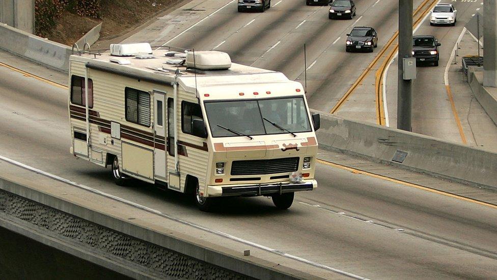 Stock image of a camper van, number plate blurred