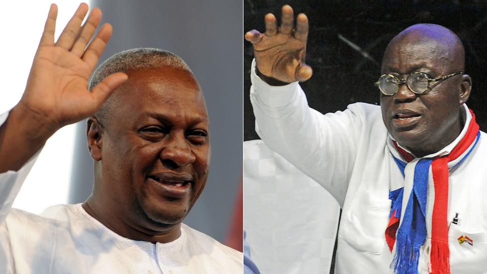 L: John Mahama R: Nana Akufo-Addo